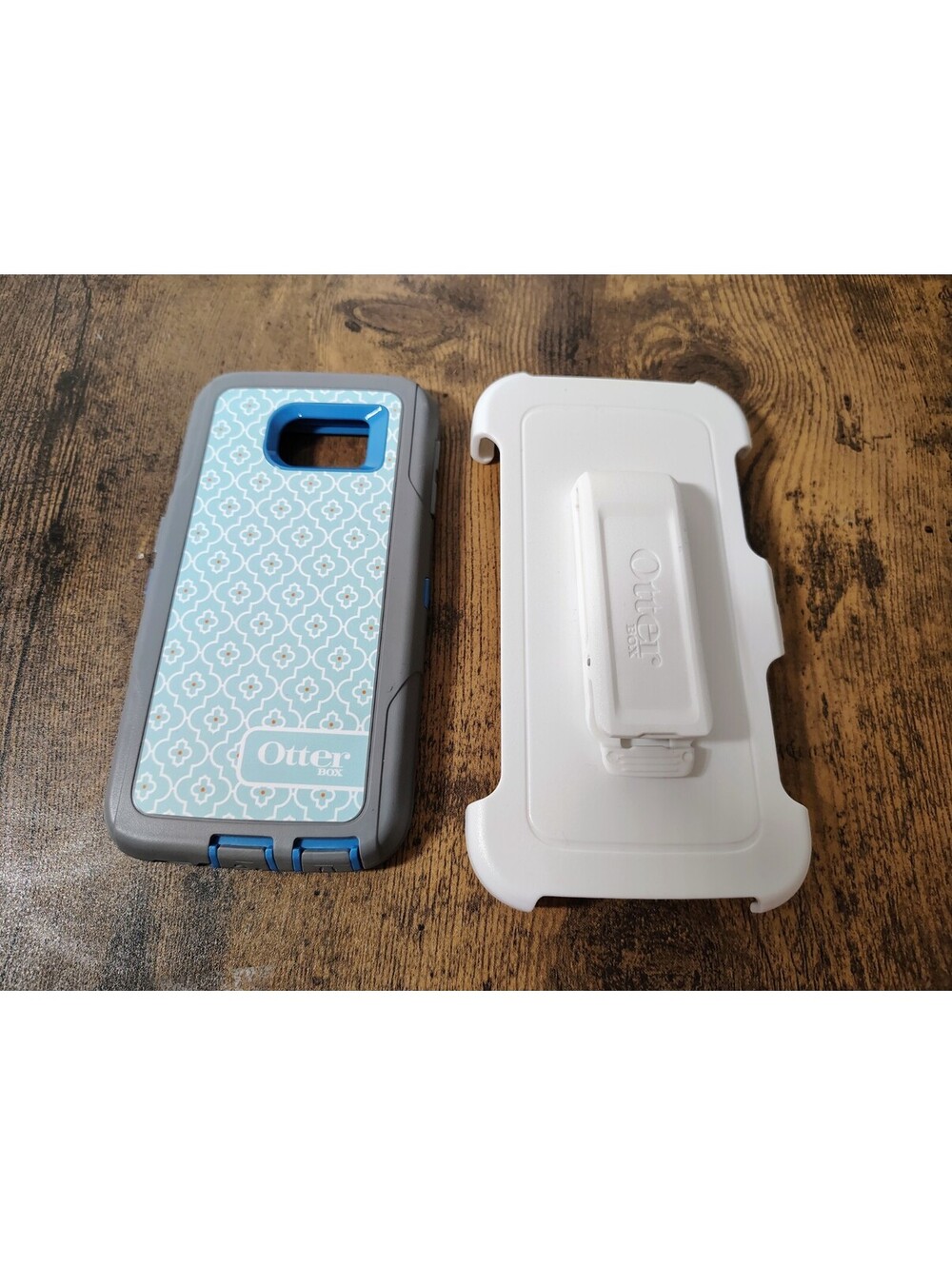 OtterBox Defender Case & Holster Samsung Galaxy S6 Teal Gray Pattern New No Box